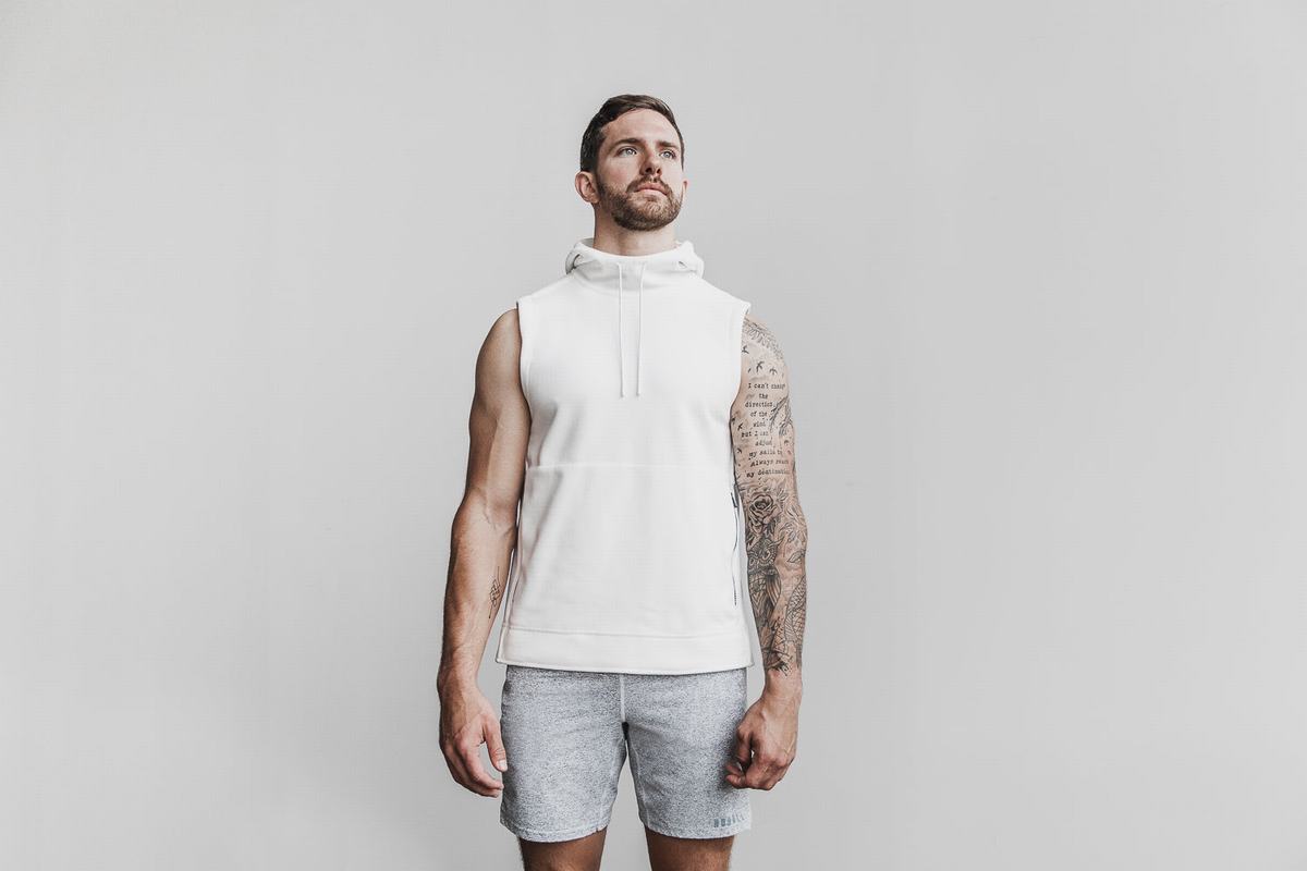 Nobull Arctic Sleeveless Men\'s Pullover White | Australia (OX2748)